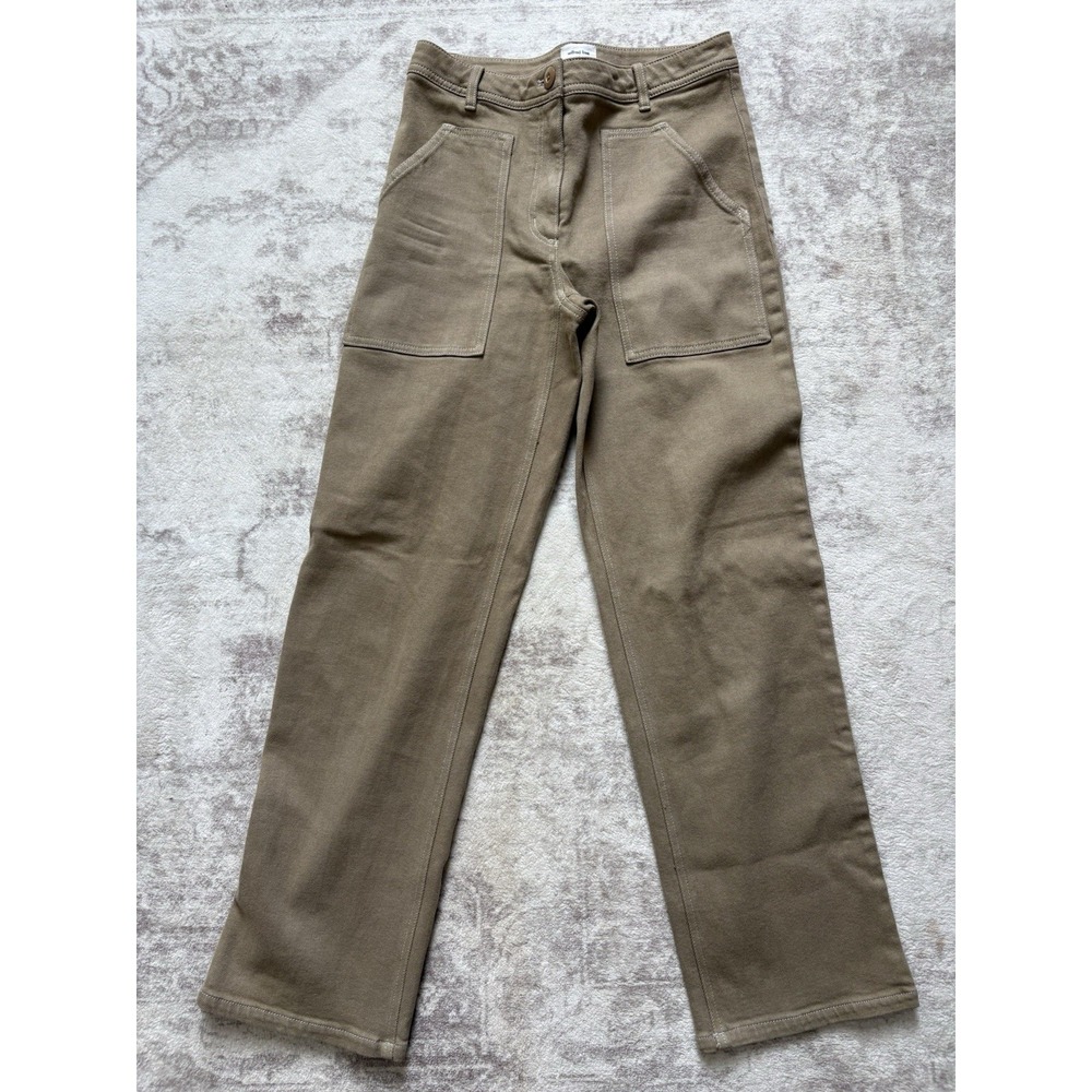 Aritzia Wilfred Free Twill Pants Women's Size 4 High Rise Straight Brown Career